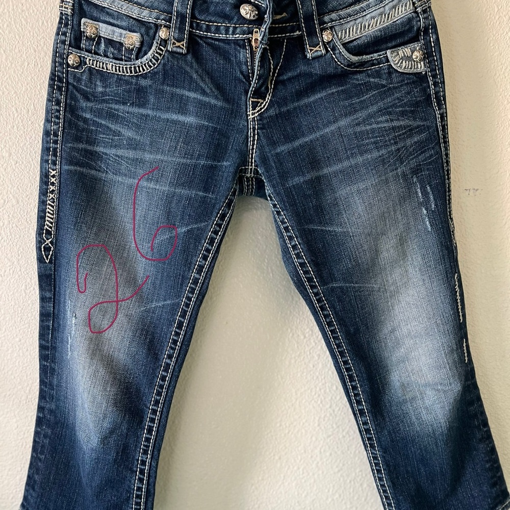 Rock Revival High Rise Blue Capri